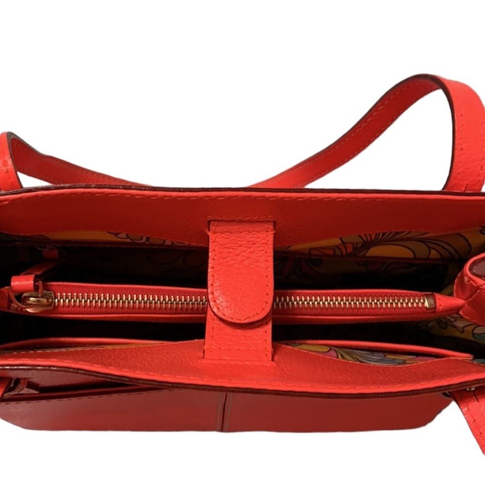 Kate Spade Coral Orange Leather Handbag Purse - Picture 6 of 13